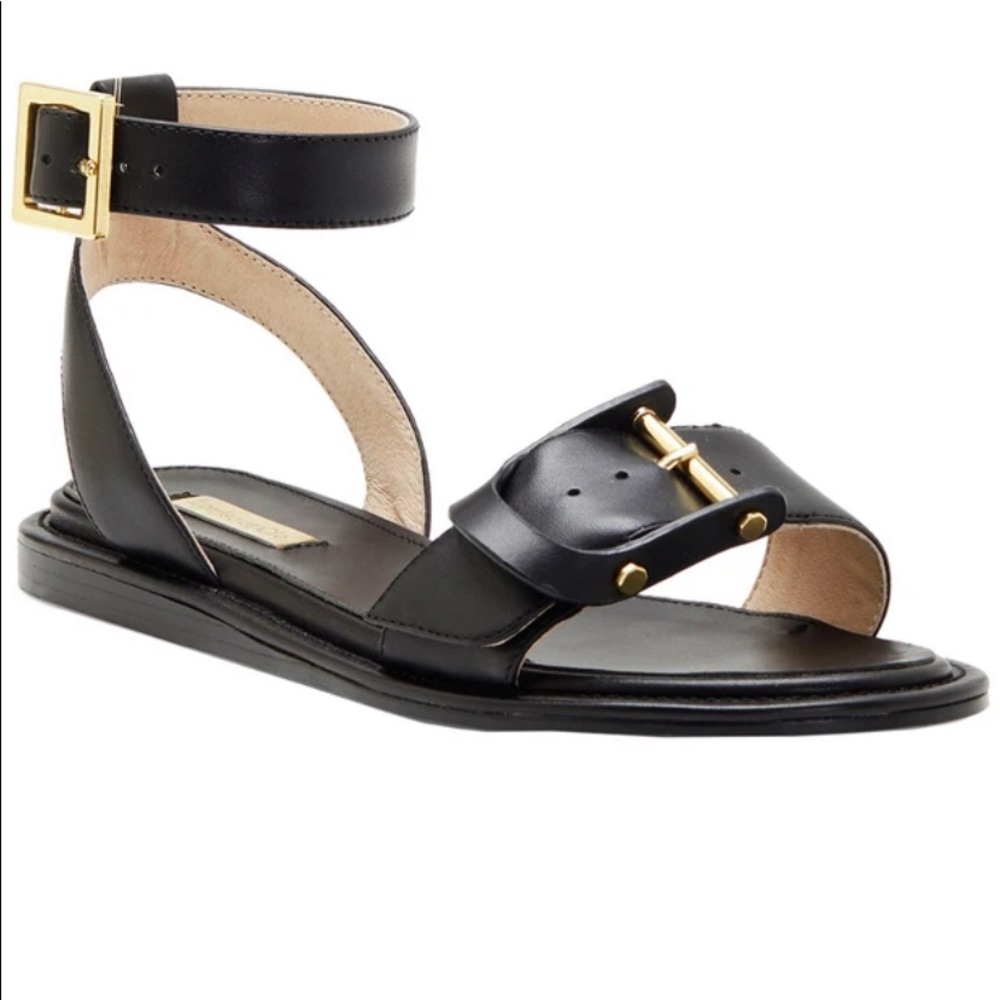 Louise et Cie Black Sandals with Gold Buckle